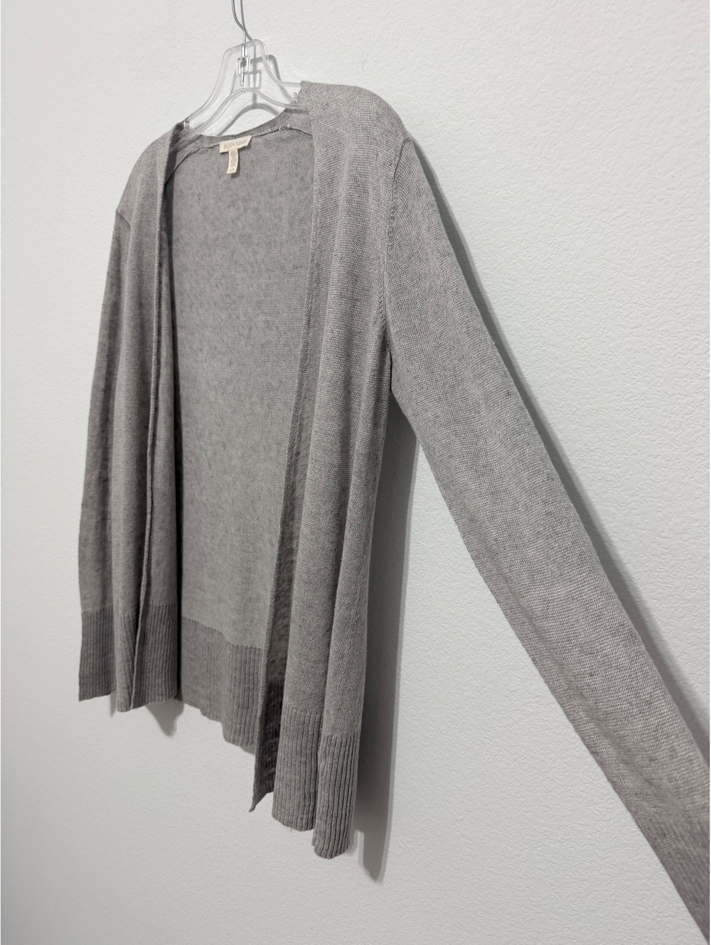 Eileen Fisher Sheer Gray Long Sleeve Linen Open Front Cardigan Sweater Size S - Picture 4 of 7